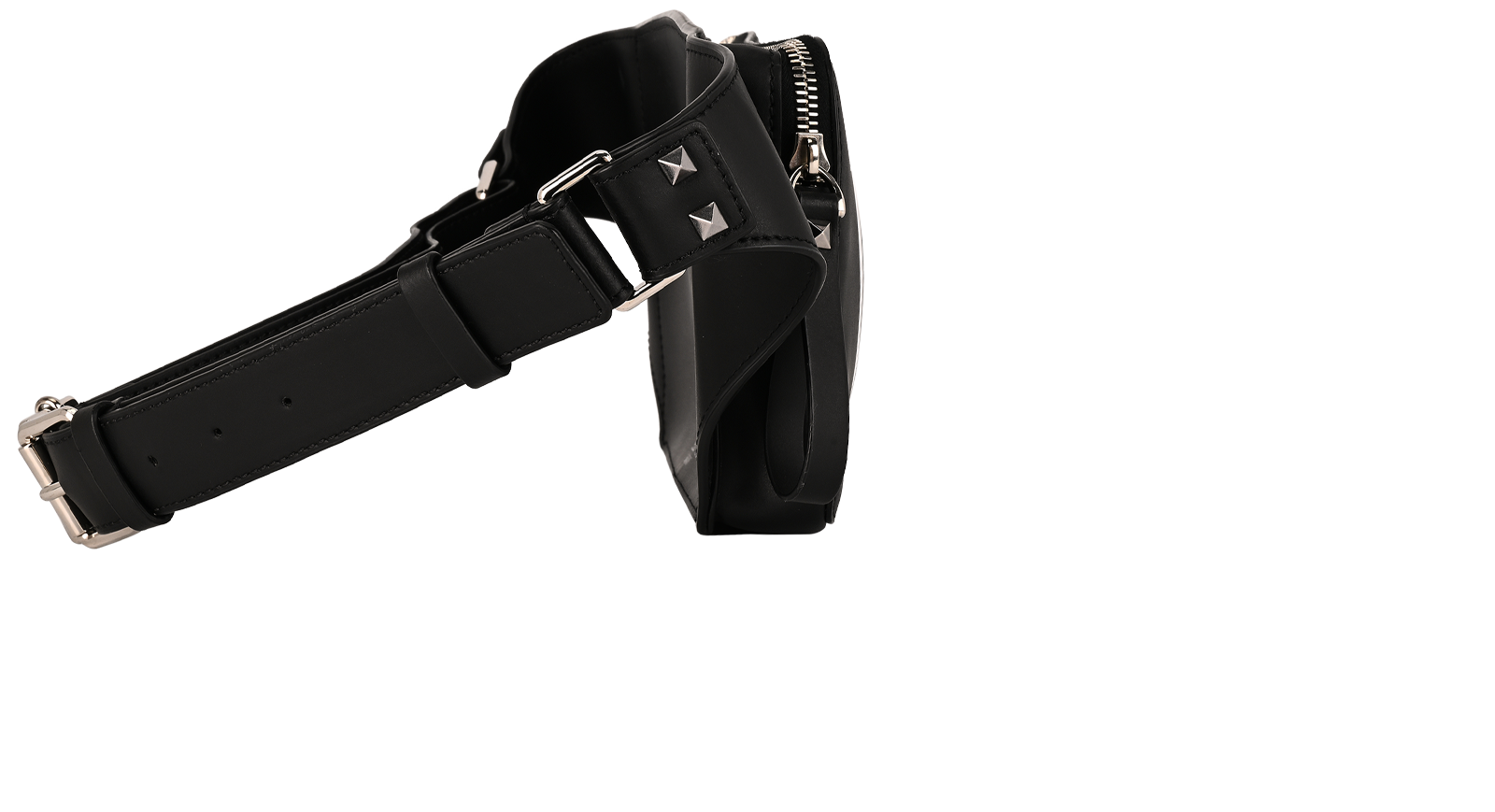 VLTN Rockstud Belt Bag, &pound;275, Handbags, Black, Leather, Side view